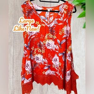 Large orange floral Tank